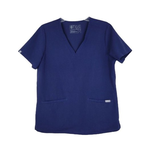 Figs Blue Technical Collection M Short Sleeve V-neck Scrub Shirt 2 Pockets - Picture 10 of 10